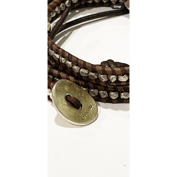Chan Luu Sterling 925 Button Leather Wrap Bracelet Silver Nugget Beads - Picture 4 of 4